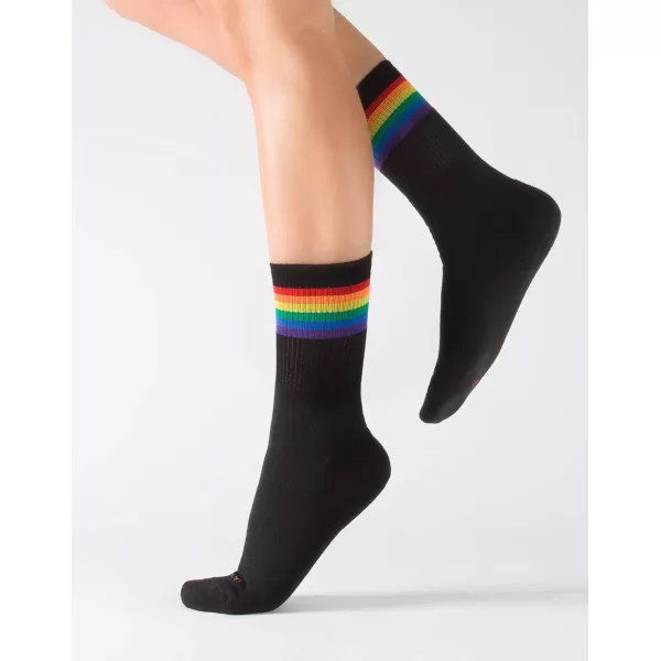 CALZITALY 2 Pairs Unisex Cotton Socks Rainbow Pattern Grey White Black 457 7510 10135 Made in ItalyBlack