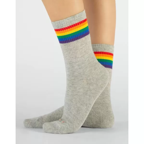 CALZITALY 2 Pairs Unisex Cotton Socks Rainbow Pattern Grey White Black 457 7510 10135 Made in ItalyGrey