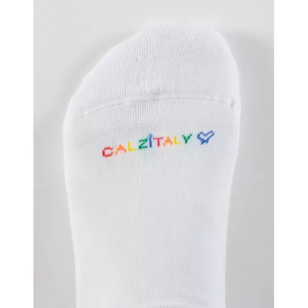 CALZITALY 2 Pairs Unisex Cotton Socks Rainbow Pattern Grey White Black 457 7510 10135 Made in ItalyGreywhite