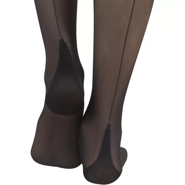 CALZITALY 20 Den Vintage Sheer Back Seam Tights Cuban Heel Tights Seamed Pantyhose Italian Hosiery SMLXLBlack
