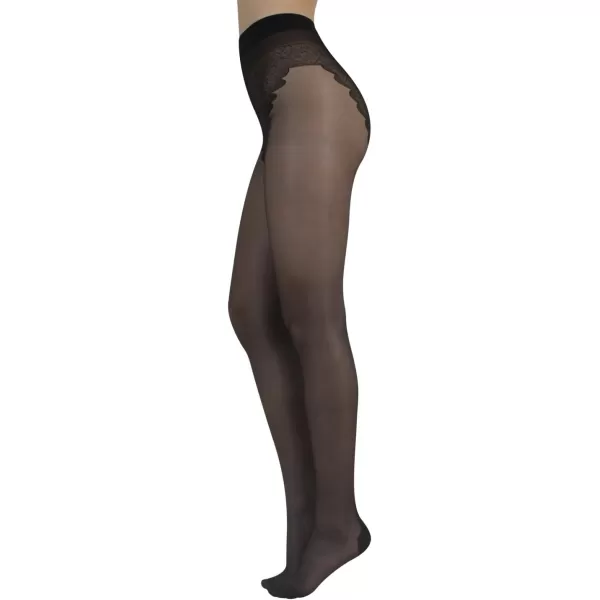 CALZITALY 20 Den Vintage Sheer Back Seam Tights Cuban Heel Tights Seamed Pantyhose Italian Hosiery SMLXLBlack