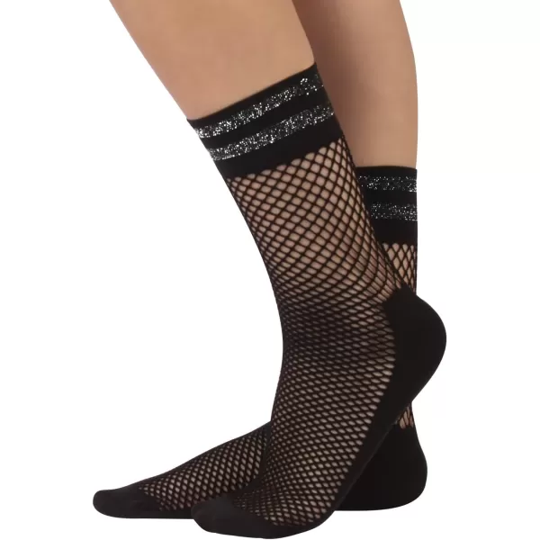 CALZITALY 4 Pairs Woman Fishnet Socks  Lurex Net Ankle Socks with Comfort Sole  White Black  One Size  Made in ItalyCALZITALY 4 Pairs Woman Fishnet Socks  Lurex Net Ankle Socks with Comfort Sole  White Black  One Size  Made in Italy