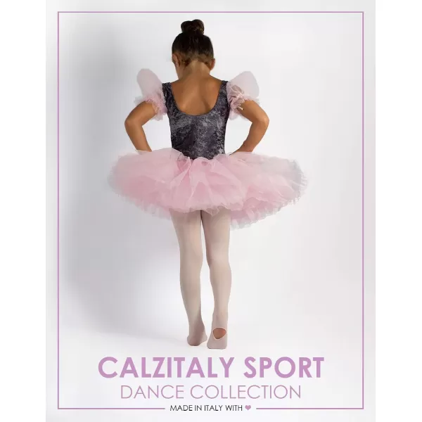 CALZITALY 80 Den Girl Ballet Convertible Tights  Dance Pantyhose  Pink  Years 46 810 1214  Italian HosieryPink