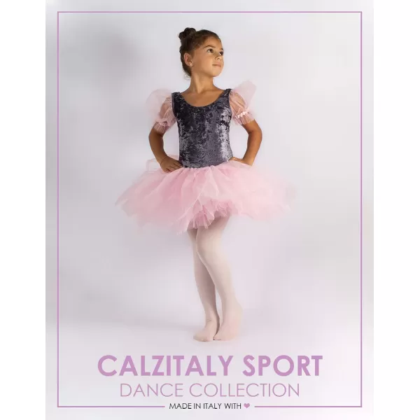 CALZITALY 80 Den Girl Ballet Convertible Tights  Dance Pantyhose  Pink  Years 46 810 1214  Italian HosieryPink