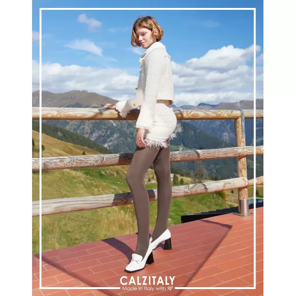 CALZITALY Cotton Tights  Soft amp Warm Winter Pantyhose  100 Den  S M L Xl  Made In Italy Brown