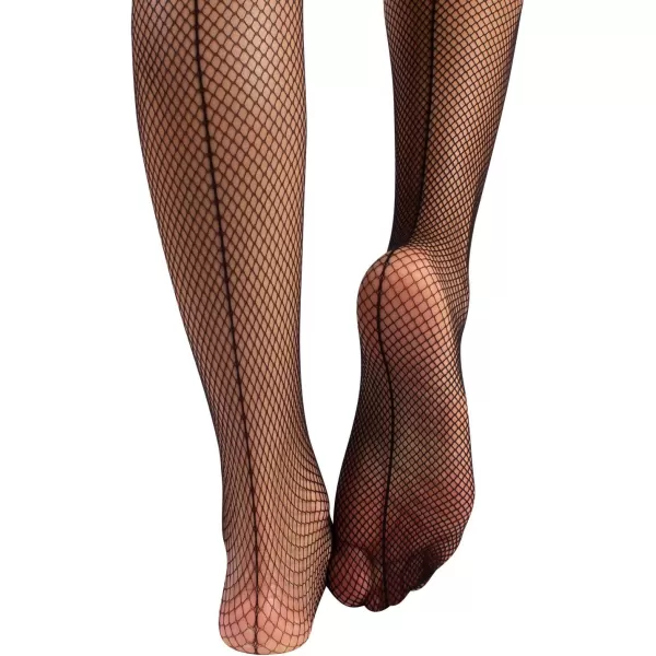 CALZITALY Fishnet Thigh High with Back Seam and Lace Top  Black  SM LXL  Black Skin  Made in ItalyCALZITALY Fishnet Thigh High with Back Seam and Lace Top  Black  SM LXL  Black Skin  Made in Italy