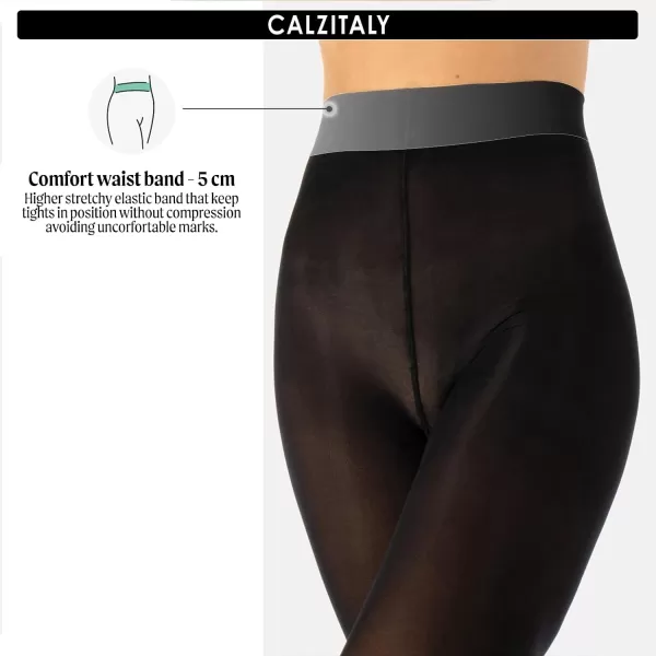 CALZITALY Opaque Colour tights Thick tights Microfiber 3D Pantyhose 80 DEN  S M L XL XXL 3XL 4XL  Italian HosieryBlack