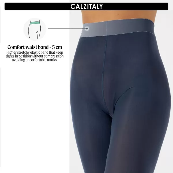 CALZITALY Opaque Colour tights Thick tights Microfiber 3D Pantyhose 80 DEN  S M L XL XXL 3XL 4XL  Italian HosieryBlue Jeans