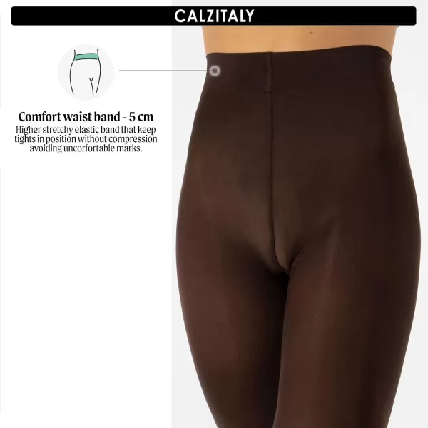 CALZITALY Opaque Colour tights Thick tights Microfiber 3D Pantyhose 80 DEN  S M L XL XXL 3XL 4XL  Italian HosieryBrown