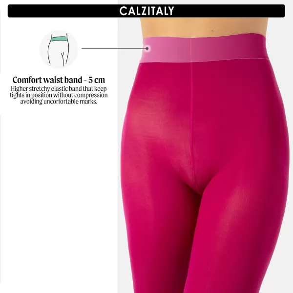 CALZITALY Opaque Colour tights Thick tights Microfiber 3D Pantyhose 80 DEN  S M L XL XXL 3XL 4XL  Italian HosieryCherry Pink