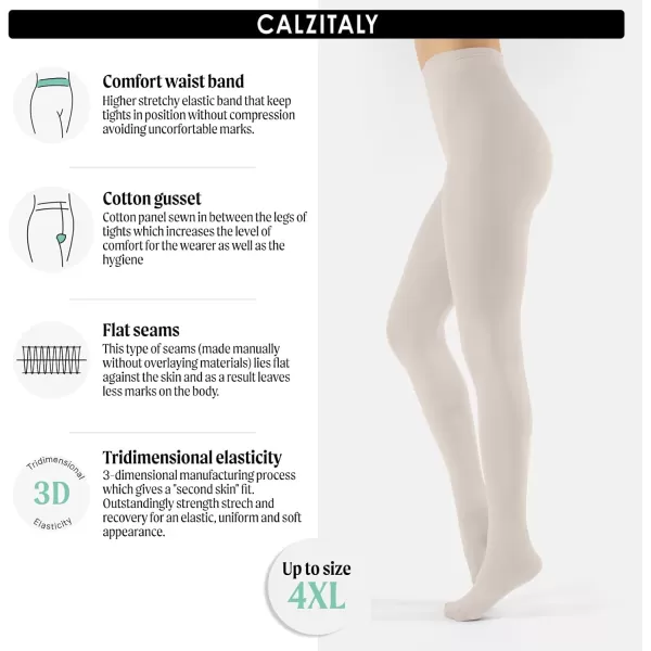 CALZITALY Opaque Colour tights Thick tights Microfiber 3D Pantyhose 80 DEN  S M L XL XXL 3XL 4XL  Italian HosieryCream