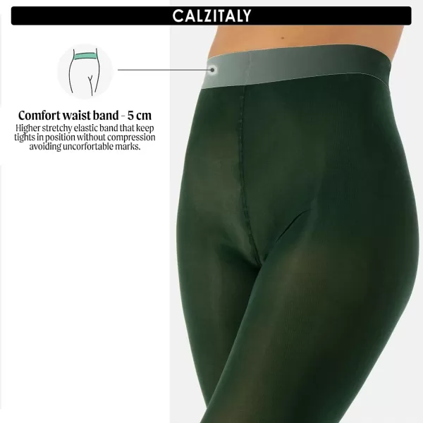 CALZITALY Opaque Colour tights Thick tights Microfiber 3D Pantyhose 80 DEN  S M L XL XXL 3XL 4XL  Italian HosieryEmerald Green