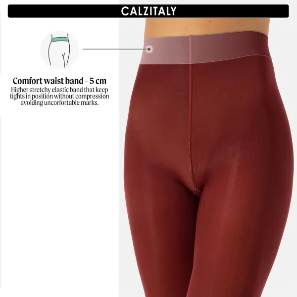 CALZITALY Opaque Colour tights Thick tights Microfiber 3D Pantyhose 80 DEN  S M L XL XXL 3XL 4XL  Italian HosieryGarnet Red