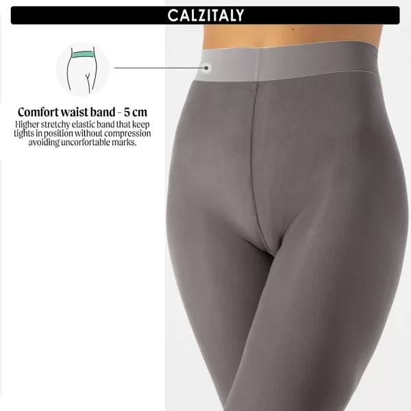 CALZITALY Opaque Colour tights Thick tights Microfiber 3D Pantyhose 80 DEN  S M L XL XXL 3XL 4XL  Italian HosieryGrey