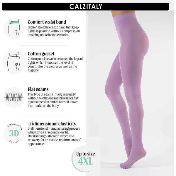 CALZITALY Opaque Colour tights Thick tights Microfiber 3D Pantyhose 80 DEN  S M L XL XXL 3XL 4XL  Italian HosieryLilac