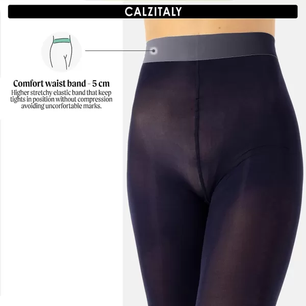 CALZITALY Opaque Colour tights Thick tights Microfiber 3D Pantyhose 80 DEN  S M L XL XXL 3XL 4XL  Italian HosieryNavy