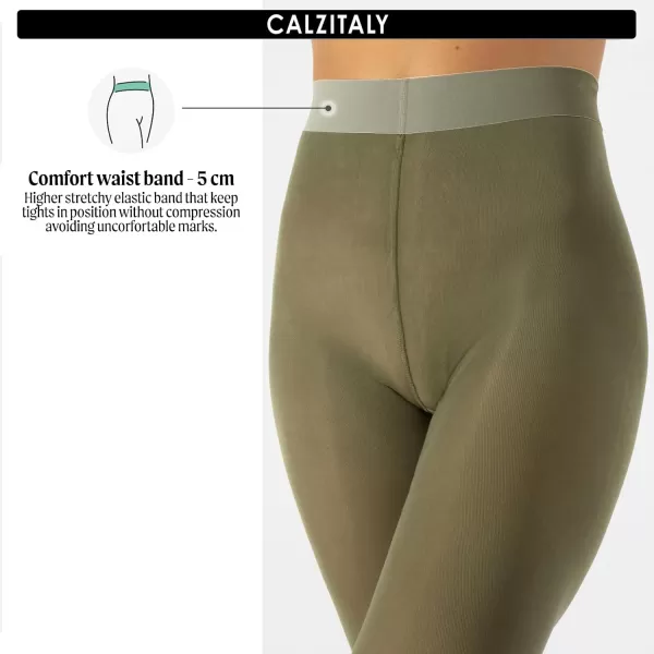 CALZITALY Opaque Colour tights Thick tights Microfiber 3D Pantyhose 80 DEN  S M L XL XXL 3XL 4XL  Italian HosieryOlive Green