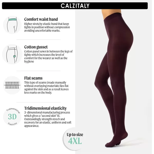 CALZITALY Opaque Colour tights Thick tights Microfiber 3D Pantyhose 80 DEN  S M L XL XXL 3XL 4XL  Italian HosieryVinaccia