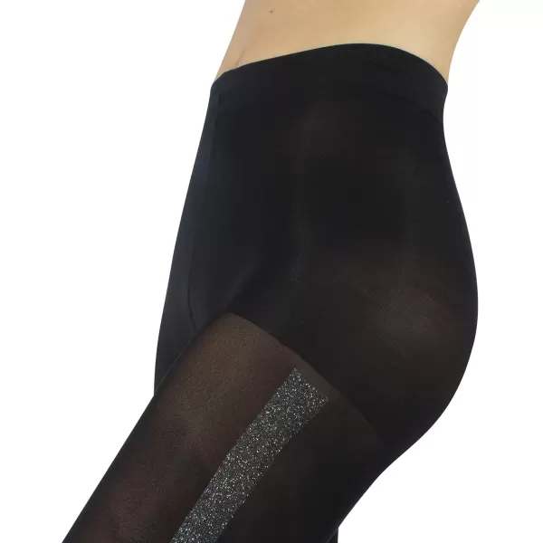 CALZITALY Opaque Shaper Tights  Sparkly Shiny Pantyhose with Lurex Stripe Black Gold Silver  SMLXL  60 DEN  Made in ItalyCALZITALY Opaque Shaper Tights  Sparkly Shiny Pantyhose with Lurex Stripe Black Gold Silver  SMLXL  60 DEN  Made in Italy