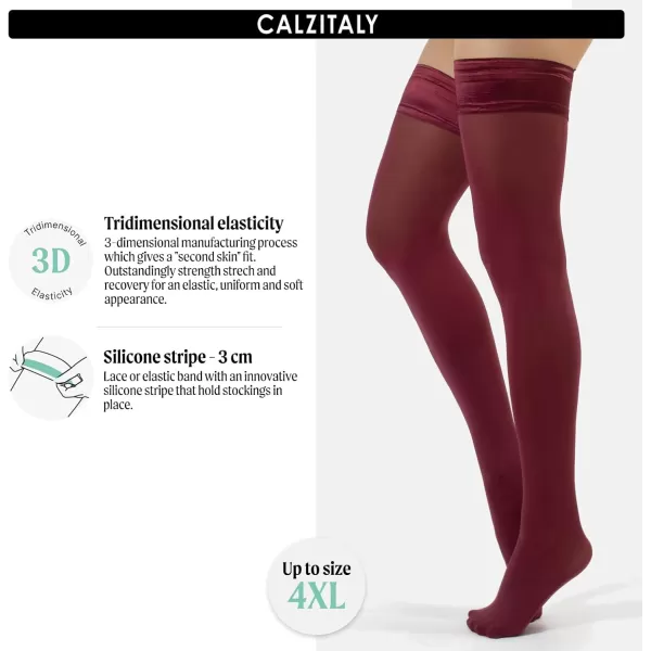 CALZITALY Opaque Thigh High Pantyhose S ML LXL XXL XXXL XXXXLPortwine