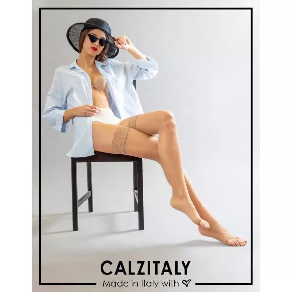 CALZITALY Open Toe Hold Ups SheerToeless Stockings for Summer Days and NightsBlack