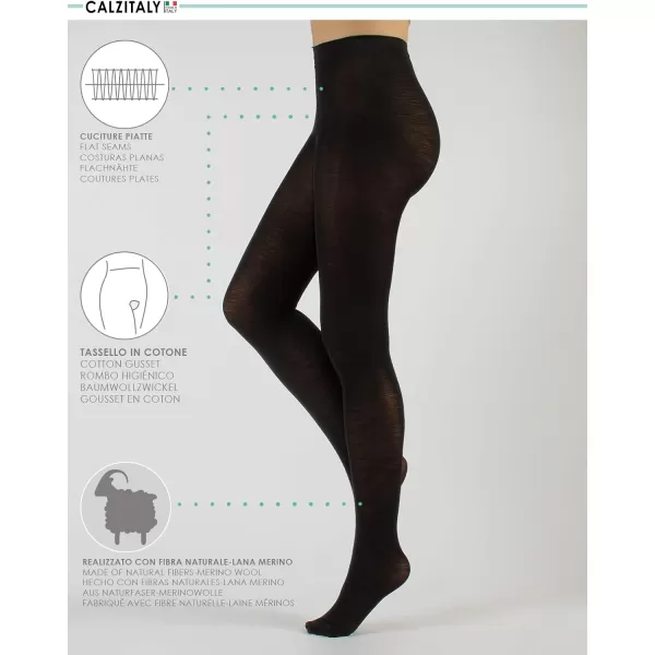 CALZITALY Woman Wool Tights Warm Tights Winter Pantyhose Multicolor  S M L XL  100 DEN  Made in ItalyBlack