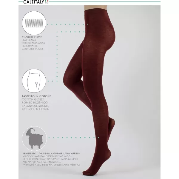 CALZITALY Woman Wool Tights Warm Tights Winter Pantyhose Multicolor  S M L XL  100 DEN  Made in ItalyBurgundy