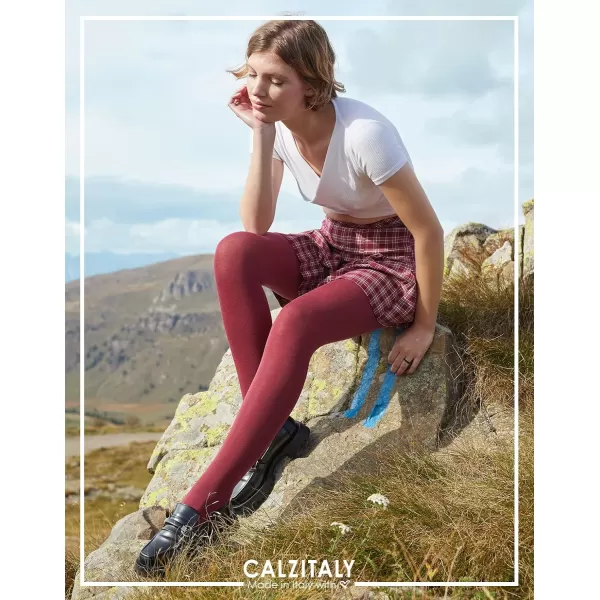 CALZITALY Woman Wool Tights Warm Tights Winter Pantyhose Multicolor  S M L XL  100 DEN  Made in ItalyBurgundy