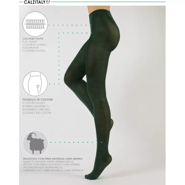 CALZITALY Woman Wool Tights Warm Tights Winter Pantyhose Multicolor  S M L XL  100 DEN  Made in ItalyGreen