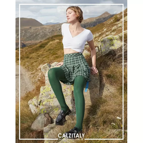 CALZITALY Woman Wool Tights Warm Tights Winter Pantyhose Multicolor  S M L XL  100 DEN  Made in ItalyGreen