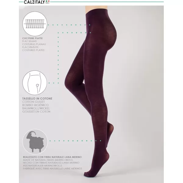 CALZITALY Woman Wool Tights Warm Tights Winter Pantyhose Multicolor  S M L XL  100 DEN  Made in ItalyViolet