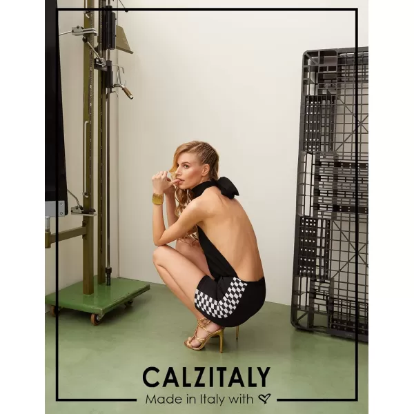 CALZITALY Women Fitness Sport Shorts with Checkered Pattern  Black  XS S M L XL  Made in ItalyCALZITALY Women Fitness Sport Shorts with Checkered Pattern  Black  XS S M L XL  Made in Italy