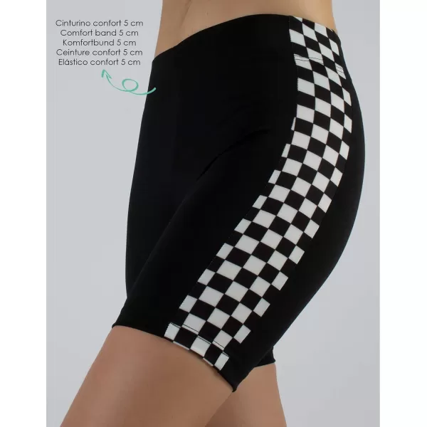 CALZITALY Women Fitness Sport Shorts with Checkered Pattern  Black  XS S M L XL  Made in ItalyCALZITALY Women Fitness Sport Shorts with Checkered Pattern  Black  XS S M L XL  Made in Italy