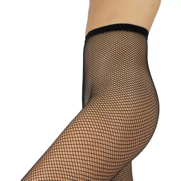 CALZITALY Womens Dance Fishnet Tights  Professional Latin Fishnet Pantyhose  Skin Black  S ML  Made in ItalyBlack