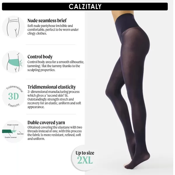 CALZITALY seamless tights no seam pantyhose opaque tights  black blue  50 den  S ML LXL XXL  italian hosiery Blue