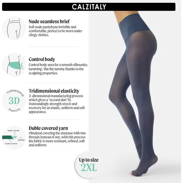 CALZITALY seamless tights no seam pantyhose opaque tights  black blue  50 den  S ML LXL XXL  italian hosiery Blue Jeans