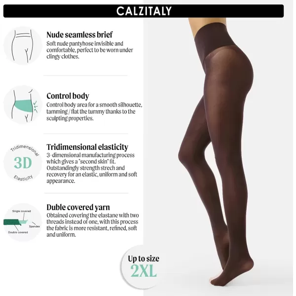 CALZITALY seamless tights no seam pantyhose opaque tights  black blue  50 den  S ML LXL XXL  italian hosiery Brown