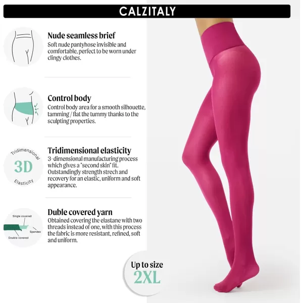 CALZITALY seamless tights no seam pantyhose opaque tights  black blue  50 den  S ML LXL XXL  italian hosiery Cerice Pink