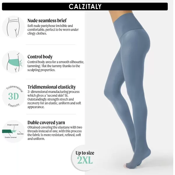 CALZITALY seamless tights no seam pantyhose opaque tights  black blue  50 den  S ML LXL XXL  italian hosiery Dusty Blue