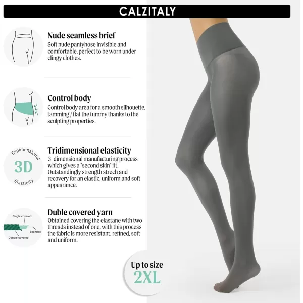 CALZITALY seamless tights no seam pantyhose opaque tights  black blue  50 den  S ML LXL XXL  italian hosiery Grey