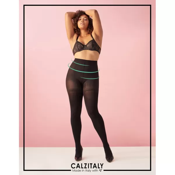 HIGH WAIST PANTYHOSE  OPAQUE SHAPING TIGHTS  WINTER PANTYHOSE  80 DEN  BLACK  S M L XL  ITALIAN HOSIERY Black