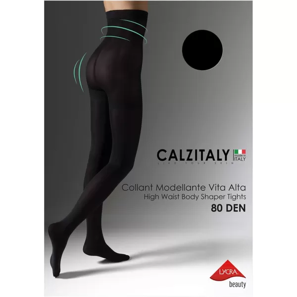 HIGH WAIST PANTYHOSE  OPAQUE SHAPING TIGHTS  WINTER PANTYHOSE  80 DEN  BLACK  S M L XL  ITALIAN HOSIERY Black