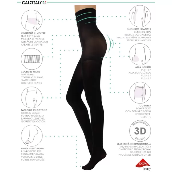 HIGH WAIST PANTYHOSE  OPAQUE SHAPING TIGHTS  WINTER PANTYHOSE  80 DEN  BLACK  S M L XL  ITALIAN HOSIERY Black