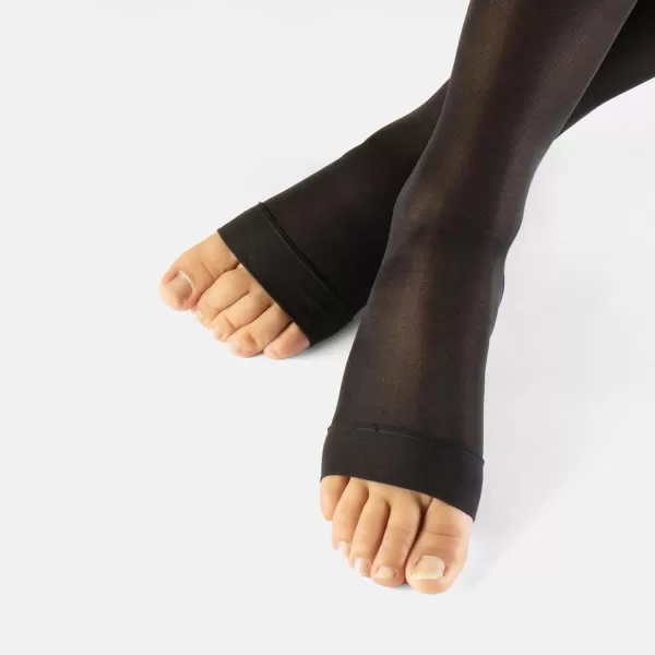 Open Toe Graduated Compressione Knee High Socks  1822 mmHg Medical Socks  BlackSkin  SXL  140 DEN  Made in ItalyBlack