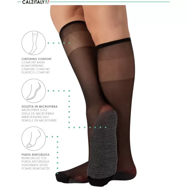 PACK 3 PAIRS 20 DEN SHEER KNEE HIGH SOCKS WITH COMFORT SOLE  LYCRA KNEE HIGH POP SOCKS  NATURAL BLACK  ITALIAN HOSIERY PACK 3 PAIRS 20 DEN SHEER KNEE HIGH SOCKS WITH COMFORT SOLE  LYCRA KNEE HIGH POP SOCKS  NATURAL BLACK  ITALIAN HOSIERY 