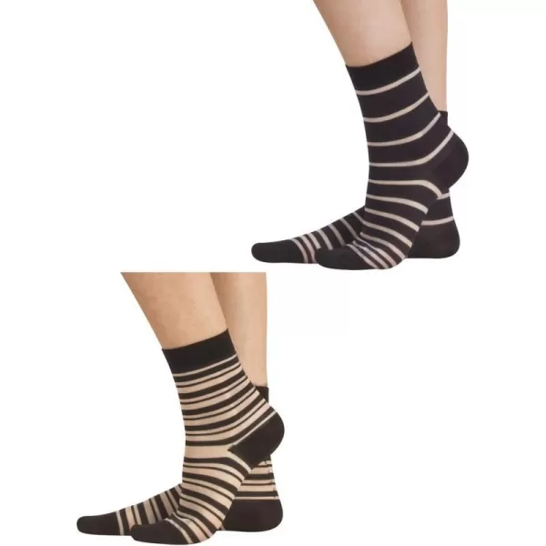 CALZITALY 2 Pairs  Women Socks  Elegant Striped Socks  Patterned Ankle Socks  Black  One Size  Made in ItalyCALZITALY 2 Pairs  Women Socks  Elegant Striped Socks  Patterned Ankle Socks  Black  One Size  Made in Italy