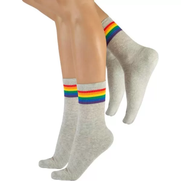 CALZITALY 2 Pairs Unisex Cotton Socks Rainbow Pattern Grey White Black 457 7510 10135 Made in ItalyGrey