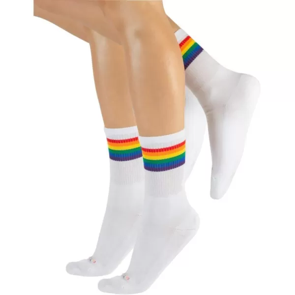 CALZITALY 2 Pairs Unisex Cotton Socks Rainbow Pattern Grey White Black 457 7510 10135 Made in ItalyWhite