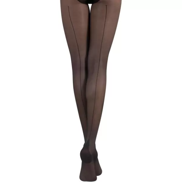 CALZITALY 20 Den Vintage Sheer Back Seam Tights Cuban Heel Tights Seamed Pantyhose Italian Hosiery SMLXLBlack