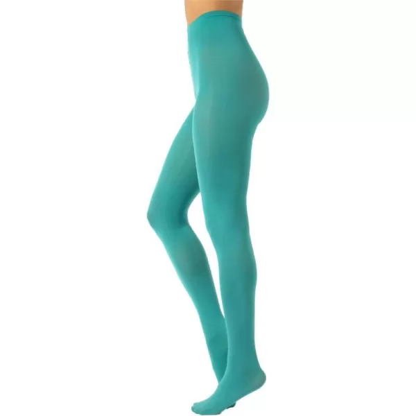 CALZITALY Opaque Colour tights Thick tights Microfiber 3D Pantyhose 80 DEN  S M L XL XXL 3XL 4XL  Italian HosieryAqua Green